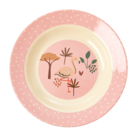 Jungle Animal Print Kids Melamine Bowl Flamingo Pink Background Rice DK